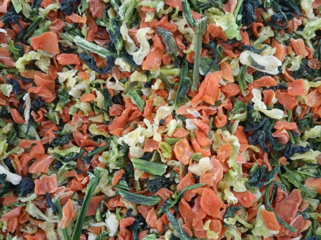 Mixed Vegetables (Carrot, Cabbage, Capsicum, Beans) drying with GEM Multi-Pass Conveyor Dryer